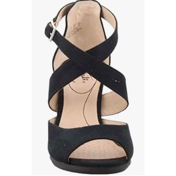 Lifestride Women's Allison Dress Sandal Black Size 8 Peep Toe Ankle Wrap New - Picture 3 of 8
